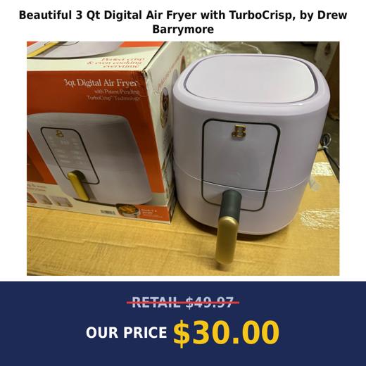 Beautiful 3 Qt Digital Air Fryer with TurboCrisp, by Drew Barrymore
