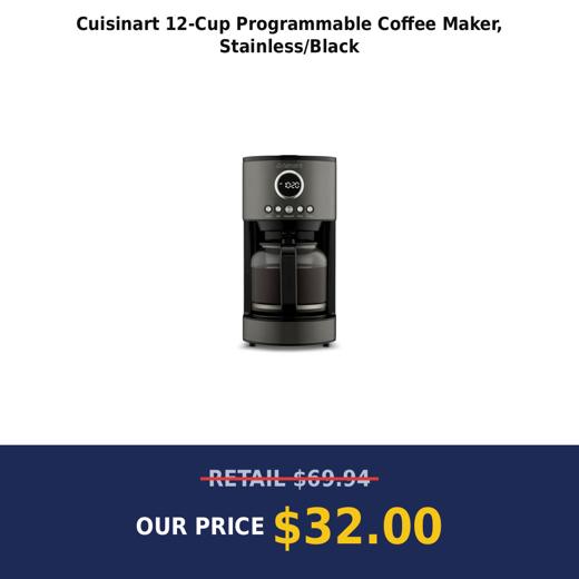 Cuisinart 12-Cup Programmable Coffee Maker, Stainless/Black