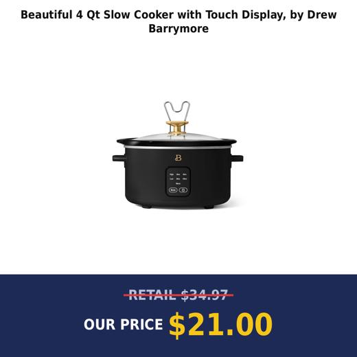 Beautiful 4 Qt Slow Cooker with Touch Display, by Drew Barrymore