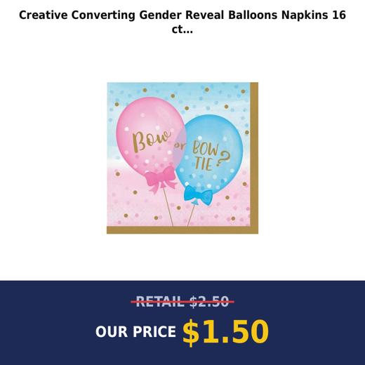 Creative Converting Gender Reveal Balloons Napkins  16 ct