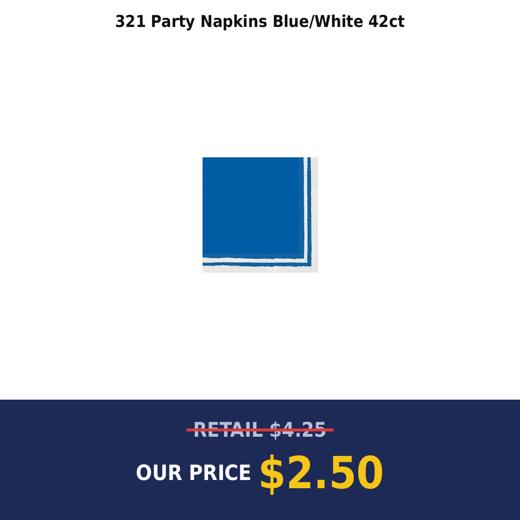 321 Party Napkins Blue/White 42ct