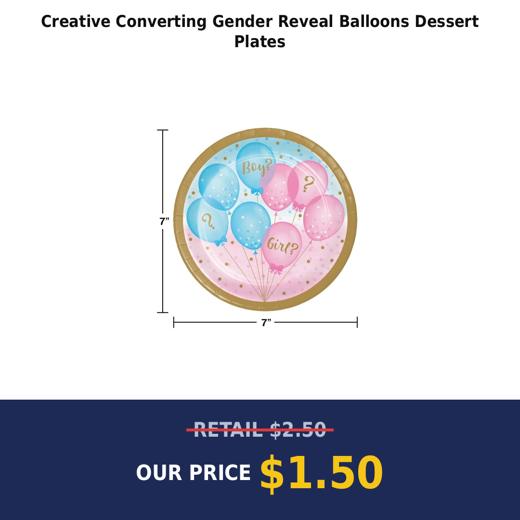 Creative Converting Gender Reveal Balloons Dessert Plates