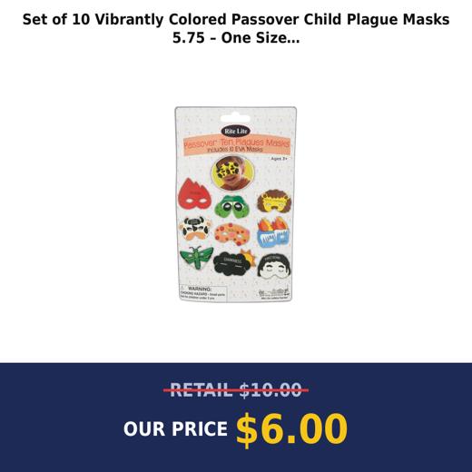Set of 10 Vibrantly Colored Passover Child Plague Masks 5.75  – One Size