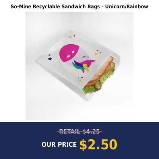 So-Mine Recyclable Sandwich Bags – Unicorn/Rainbow