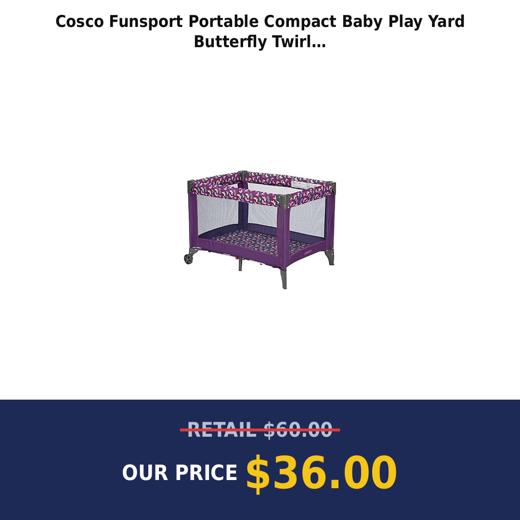 Cosco Funsport Portable Compact Baby Play Yard Butterfly Twirl