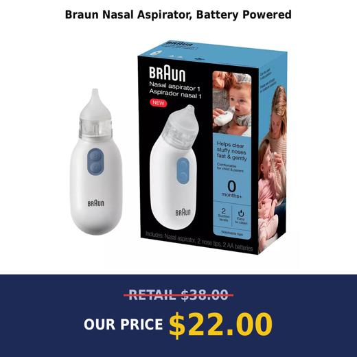 Braun Nasal Aspirator, Battery Powered