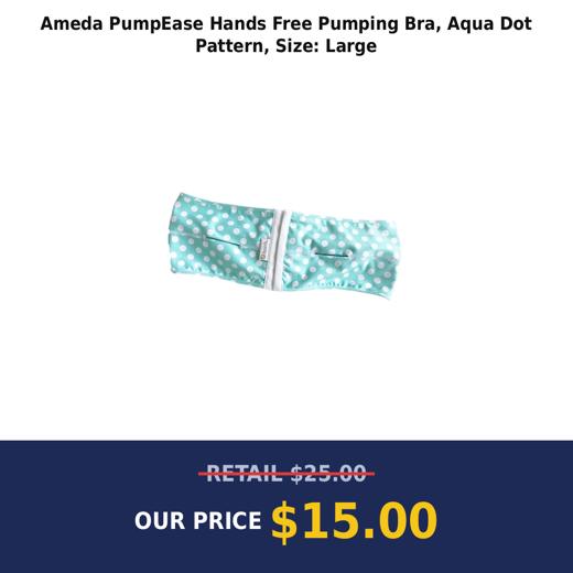 Ameda PumpEase Hands Free Pumping Bra, Aqua Dot Pattern, Size: Large