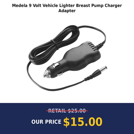 Medela 9 Volt Vehicle Lighter Breast Pump Charger Adapter
