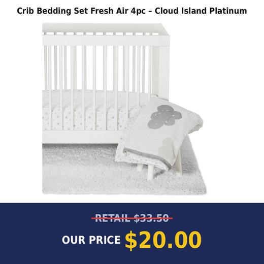 Crib Bedding Set Fresh Air 4pc – Cloud Island Platinum