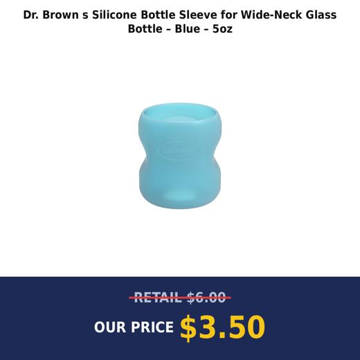 Dr. Brown s Silicone Bottle Sleeve for Wide-Neck Glass Bottle – Blue – 5oz