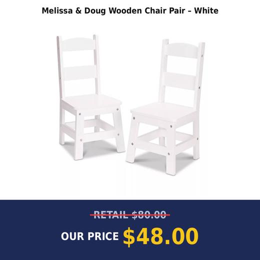 Melissa & Doug Wooden Chair Pair – White