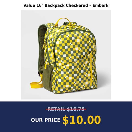 Value 16″ Backpack Checkered – Embark