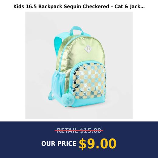 Kids  16.5  Backpack Sequin Checkered – Cat & Jack