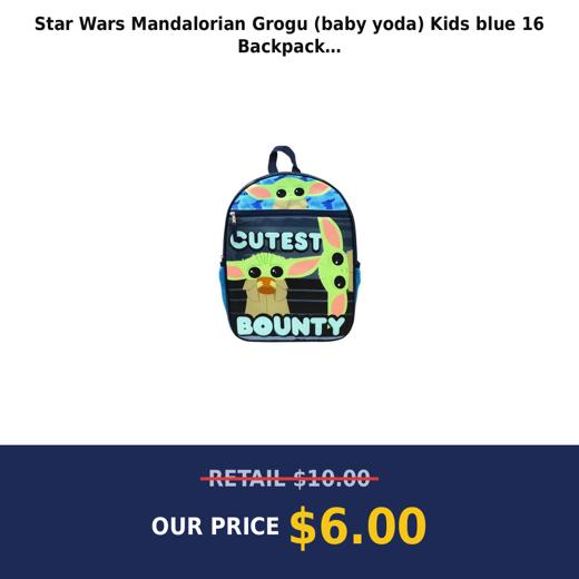 Star Wars  Mandalorian  Grogu (baby yoda) Kids  blue 16  Backpack