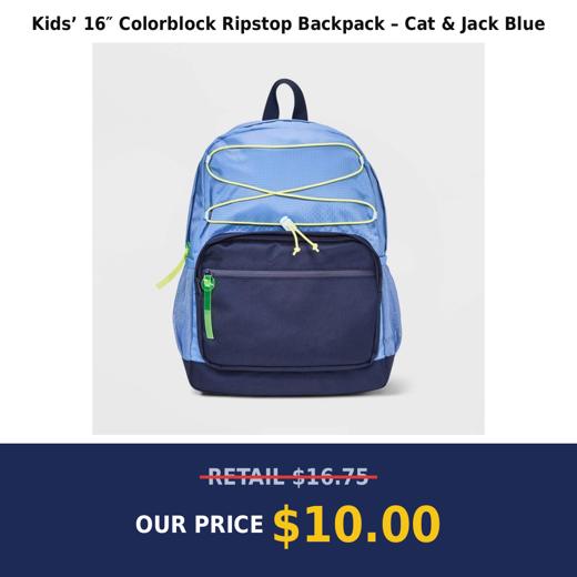 Kids’ 16″ Colorblock Ripstop Backpack – Cat & Jack Blue