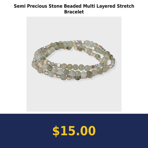 Semi Precious Stone Beaded Multi Layered Stretch Bracelet