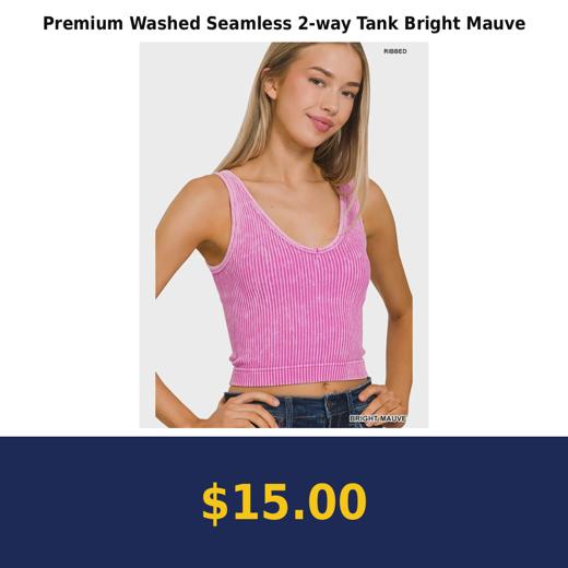 Premium Washed Seamless 2-way Tank Bright Mauve