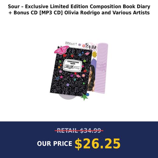 Sour – Exclusive Limited Edition Composition Book Diary + Bonus CD [MP3 CD] Olivia Rodrigo and Various Artists