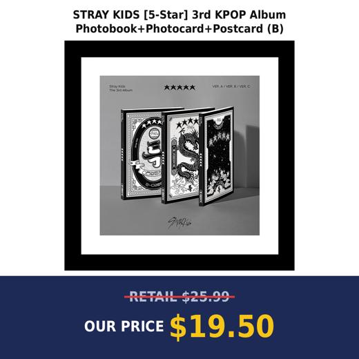 STRAY KIDS [5-Star] 3rd KPOP Album Photobook+Photocard+Postcard (B)