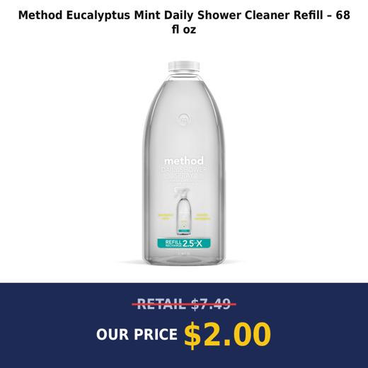Method Eucalyptus Mint Daily Shower Cleaner Refill – 68 fl oz