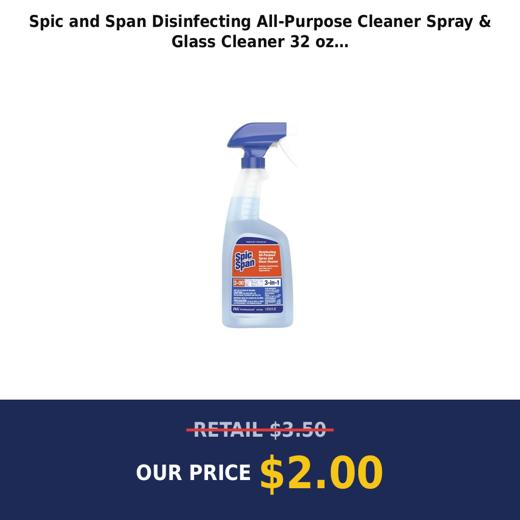 Spic and Span Disinfecting All-Purpose Cleaner Spray & Glass Cleaner  32 oz