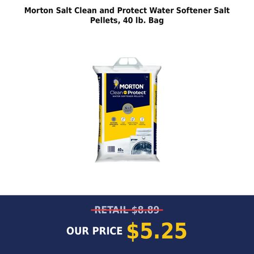 Morton Salt Clean and Protect Water Softener Salt Pellets, 40 lb. Bag