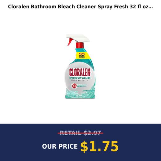 Cloralen Bathroom Bleach Cleaner Spray  Fresh  32 fl oz
