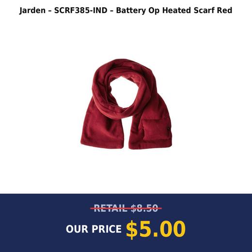 Jarden – SCRF385-IND – Battery Op Heated Scarf Red