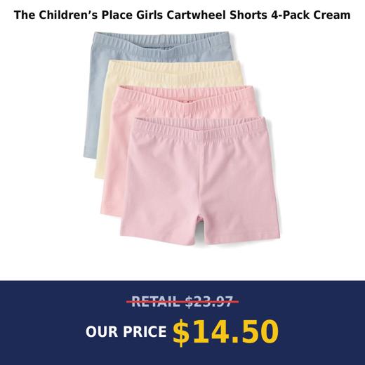 The Children’s Place Girls Cartwheel Shorts 4-Pack Cream