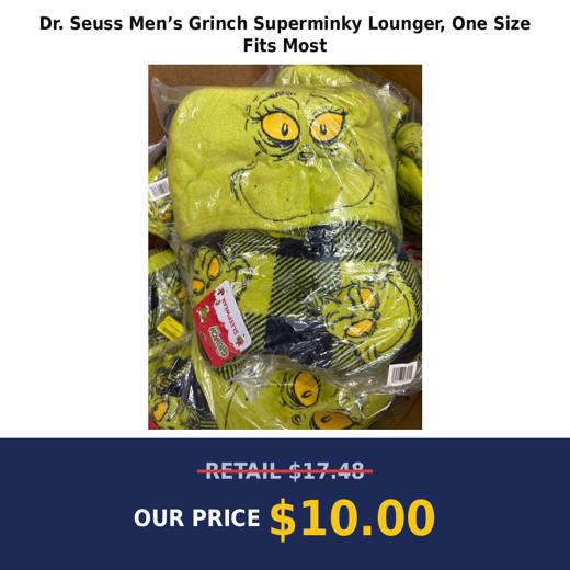 Dr. Seuss Men’s Grinch Superminky Lounger, One Size Fits Most