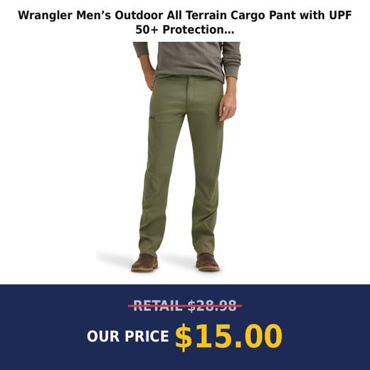 Wrangler  Men’s Outdoor All Terrain Cargo Pant with UPF 50+ Protection