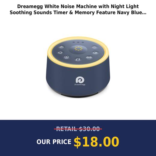 Dreamegg White Noise Machine with Night Light Soothing Sounds Timer & Memory Feature Navy Blue