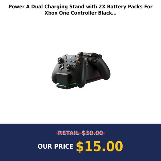 Power A Dual Charging Stand with 2X Battery Packs For Xbox One Controller  Black