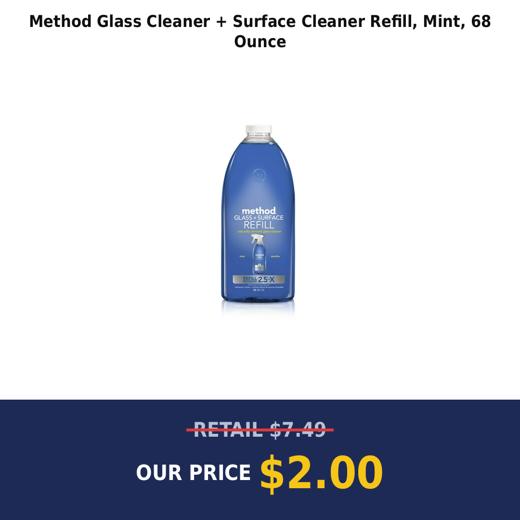 Method Glass Cleaner + Surface Cleaner Refill, Mint, 68 Ounce