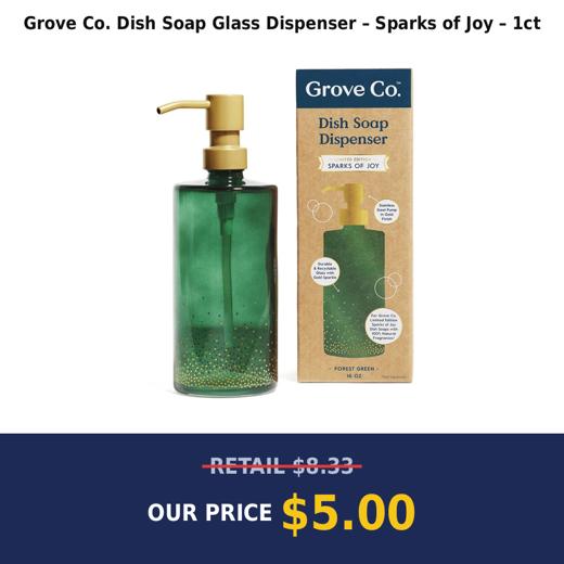 Grove Co. Dish Soap Glass Dispenser – Sparks of Joy – 1ct