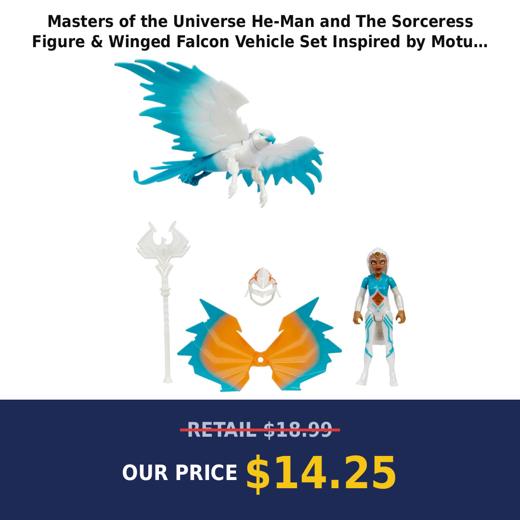 Masters of the Universe He-Man and The Sorceress Figure & Winged Falcon Vehicle Set Inspired by Motu Netflix Animated Se