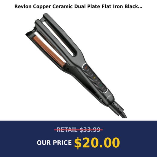 Revlon Copper Ceramic Dual Plate Flat Iron Black
