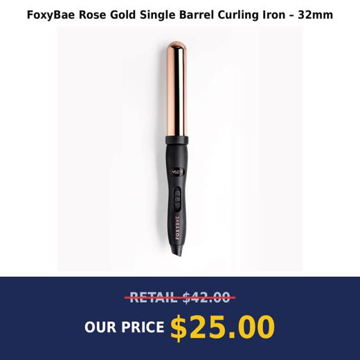 FoxyBae Rose Gold Single Barrel Curling Iron – 32mm