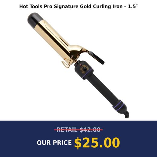 Hot Tools Pro Signature Gold Curling Iron – 1.5″