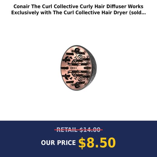 Conair The Curl Collective Curly Hair Diffuser Works Exclusively with The Curl Collective Hair Dryer (sold separately) NPTCCA01