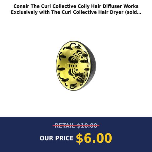 Conair The Curl Collective Coily Hair Diffuser Works Exclusively with The Curl Collective Hair Dryer (sold separately) NPTCCA02