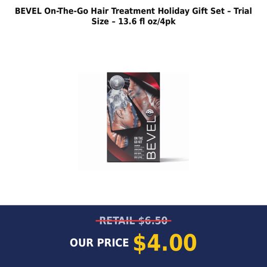 BEVEL On-The-Go Hair Treatment Holiday Gift Set – Trial Size – 13.6 fl oz/4pk