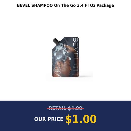 BEVEL SHAMPOO On The Go 3.4 Fl Oz Package