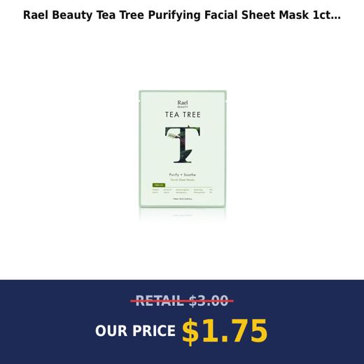 Rael Beauty Tea Tree Purifying Facial Sheet Mask 1ct