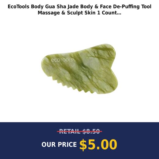 EcoTools Body Gua Sha Jade Body & Face De-Puffing Tool Massage & Sculpt Skin 1 Count