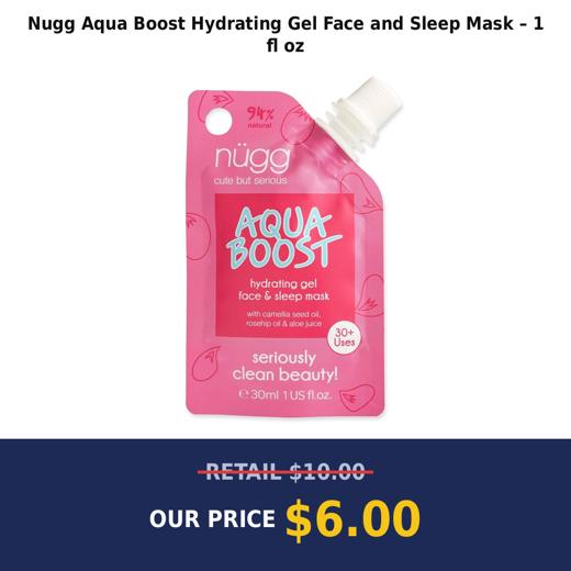 Nugg Aqua Boost Hydrating Gel Face and Sleep Mask – 1 fl oz