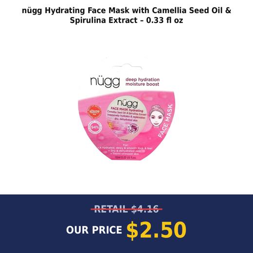nügg Hydrating Face Mask with Camellia Seed Oil & Spirulina Extract – 0.33 fl oz