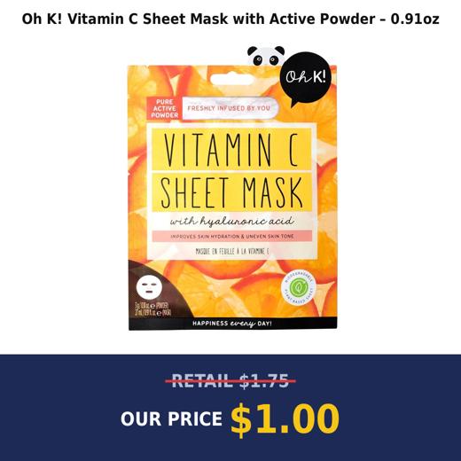 Oh K! Vitamin C Sheet Mask with Active Powder – 0.91oz