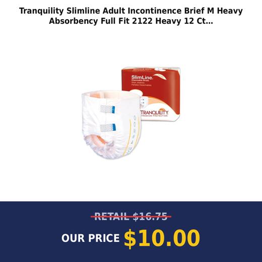 Tranquility Slimline Adult Incontinence Brief M Heavy Absorbency Full Fit  2122  Heavy  12 Ct