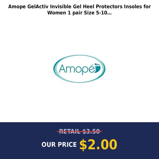 Amope GelActiv Invisible Gel Heel Protectors Insoles for Women  1 pair  Size 5-10